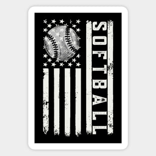 Softball American Flag Magnet